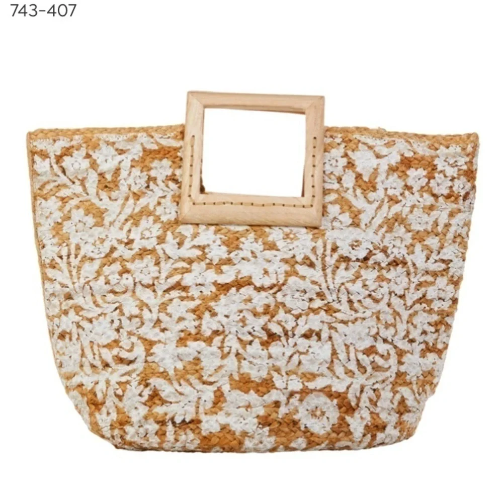 Antik Kraft Floral Jute Tote-NWT